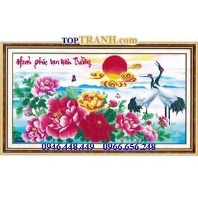 Tranh gắn đá hoa mẫu đơn